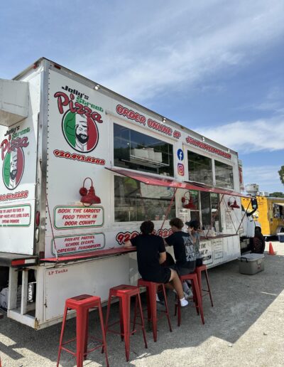 Guests at a food truck on the quarry grounds