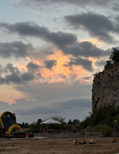 Sunset clouds over the quarry before the evening sets